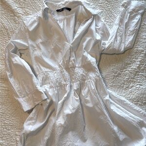 Zara White Shirt Mini Dress